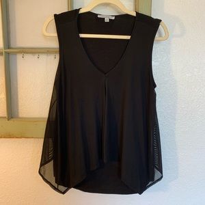 Black top with sheer overlay Sleeveless Tank
